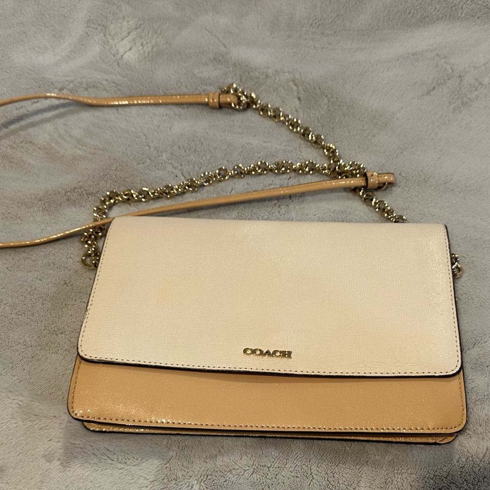 Coach Cream and Tan Crossbody Bag